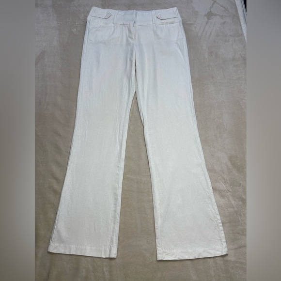Candie's Pants - Candie’s Women’s White Linen Blend Pants Size 5 Wide Leg Summer Beach
